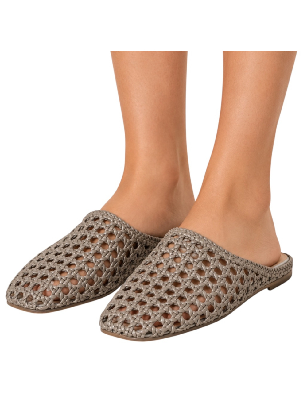 Nicole Miller New York Woven Mule Flats Taupe Gray Size 7.5